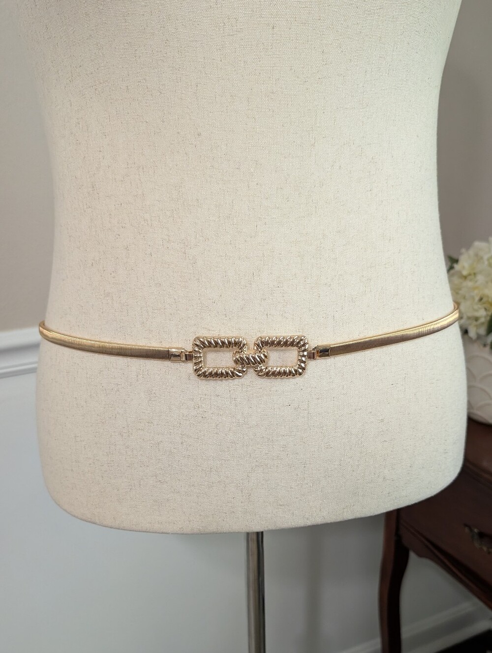 Eloquii Gold Buckle Stretch Metal Belt